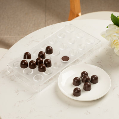 Restaurantware-Pastry Tek 10.8 x 3.5 Inch Chocolate Mold, 1 Half Sphere Candy Mold - 21 Compartments, Freezer-Safe, Clear Polycarbonate Semi Sphere Chocolate Mold, Easy To Release, Food Grade