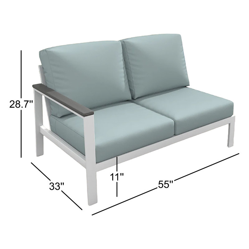 Causeuse modulaire d'extérieur gauche avec coussins Sunbrella, Orienté à gauche (vu de face), Bliss Dew