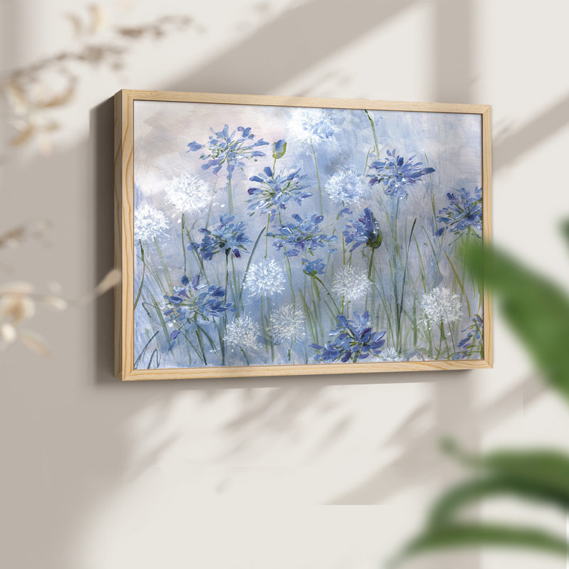 Dandelion and Agapanthus -Framed Print - Restickable, Naturel, H 11 po x l 14 po