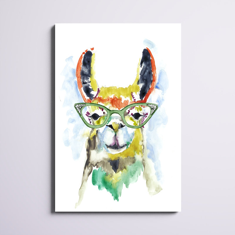 «Smarty-Pants Llama», peinture sur toile, H 48 po x l 32 po