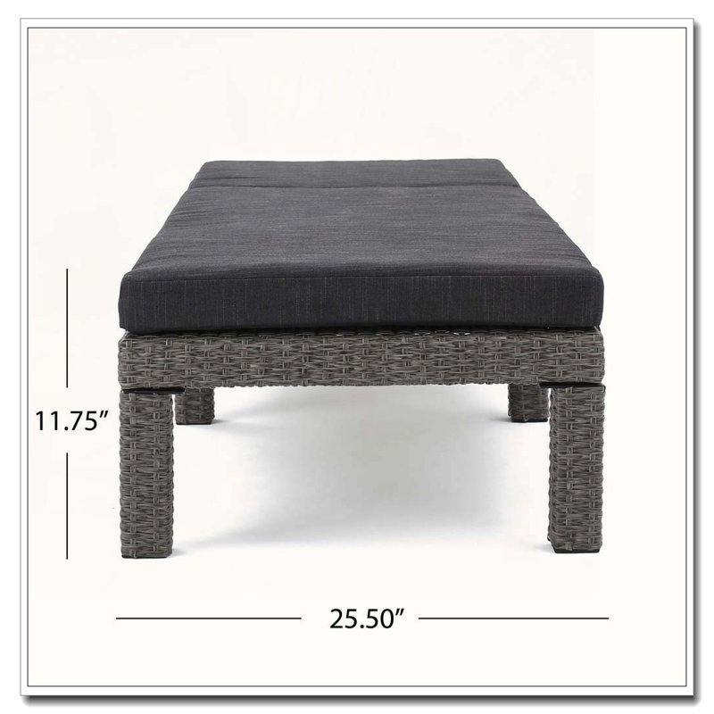 Chaise longue PUERTA KD CHAISE, Coussin noir / cadre gris