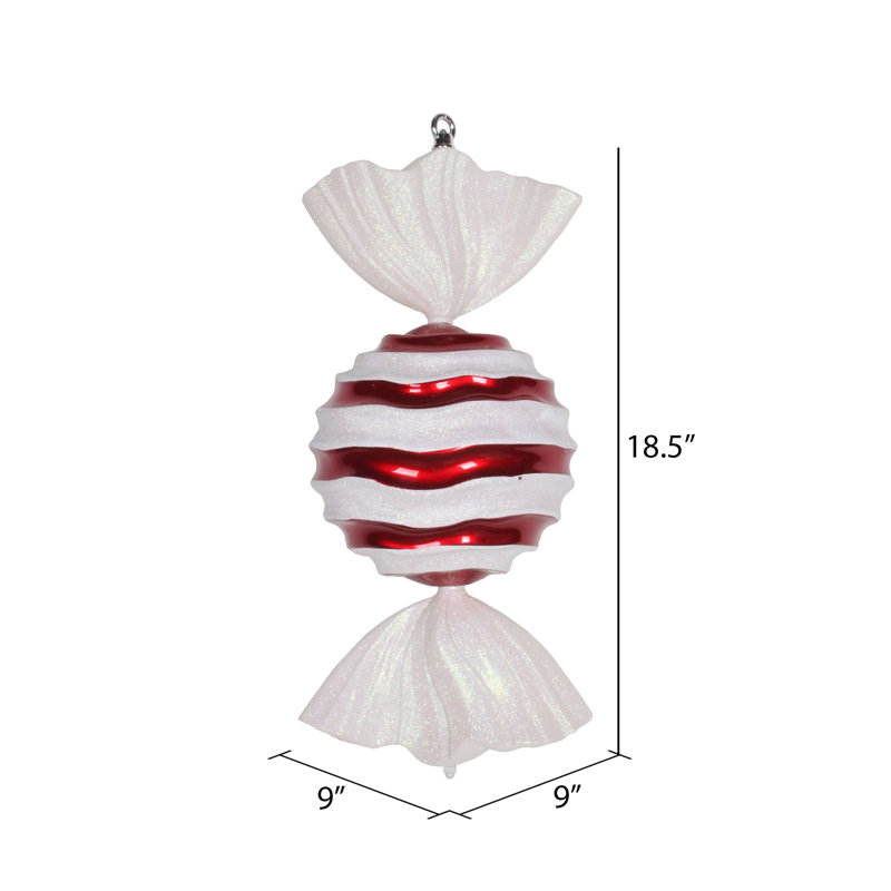 Ornement en forme de bonbon 18,5 po, Rouge / Blanc