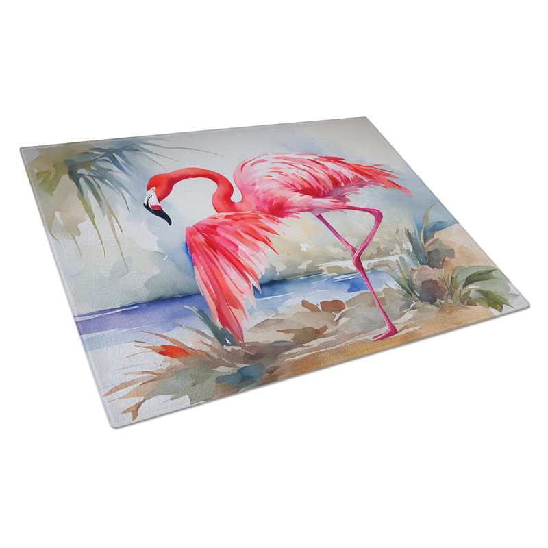 Flamingo Glass Cutting Board Large