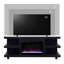 Meuble télé 65 po pour foyer, télécommande incluse, finition clou de girofle, hauteur 25 po, gestion des câbles en placages de chêne, bois massif et