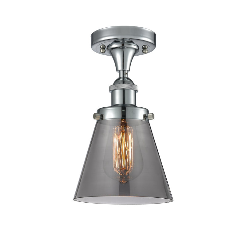 Plafonnier semi-encastré 1 lumière Wilmoth, Ampoule non incluse, Plaqué couleur fumée, Chrome poli