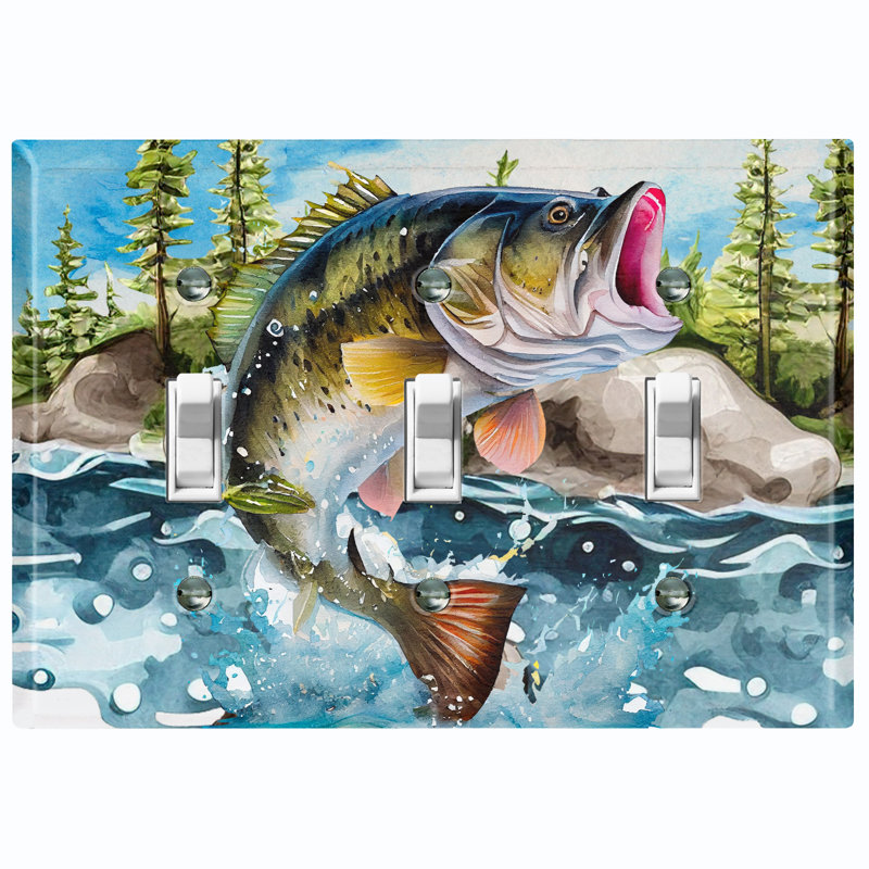 Plaque murale d'interrupteur à bascule de pêche 3 bars