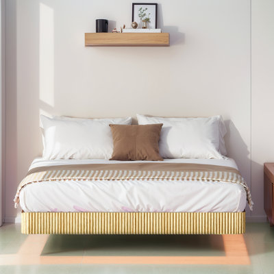 Floating Bed Frame With LED Lights, Metal Bed Frame,  Underbed Storage, No Box Spring Needed