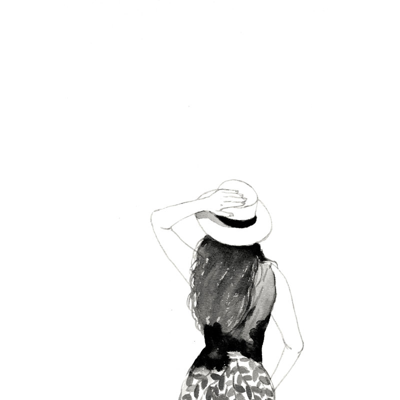 Black and White Woman Sketch - Painting Print, 46cm H x 30cm W, Wrapped Canvas