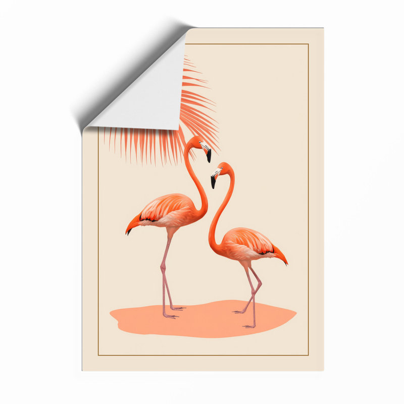 Flamingos Under Palm Tropical - Framed Print, A3 - 42.0 x 29.7 cm, Unframed