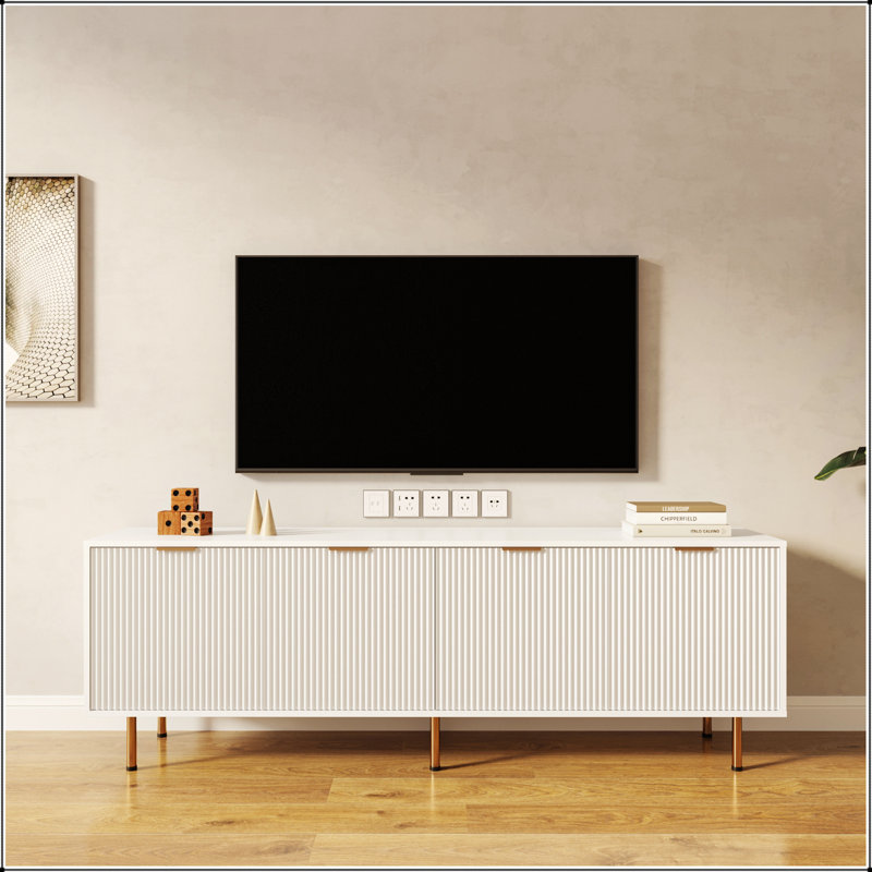 Meuble télé pour meuble télé de 80 pouces, pour le salon, la chambre à coucher, Blanc
