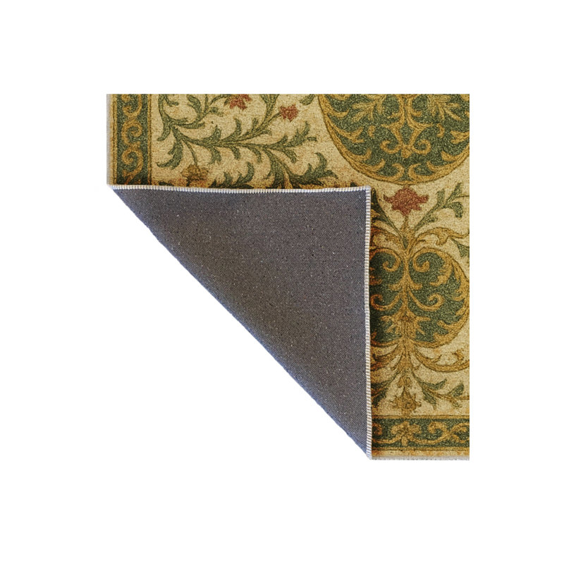Tapis vert tissé à motif lavable Mosso, 2 pi 6 po x 4 pi 11 po