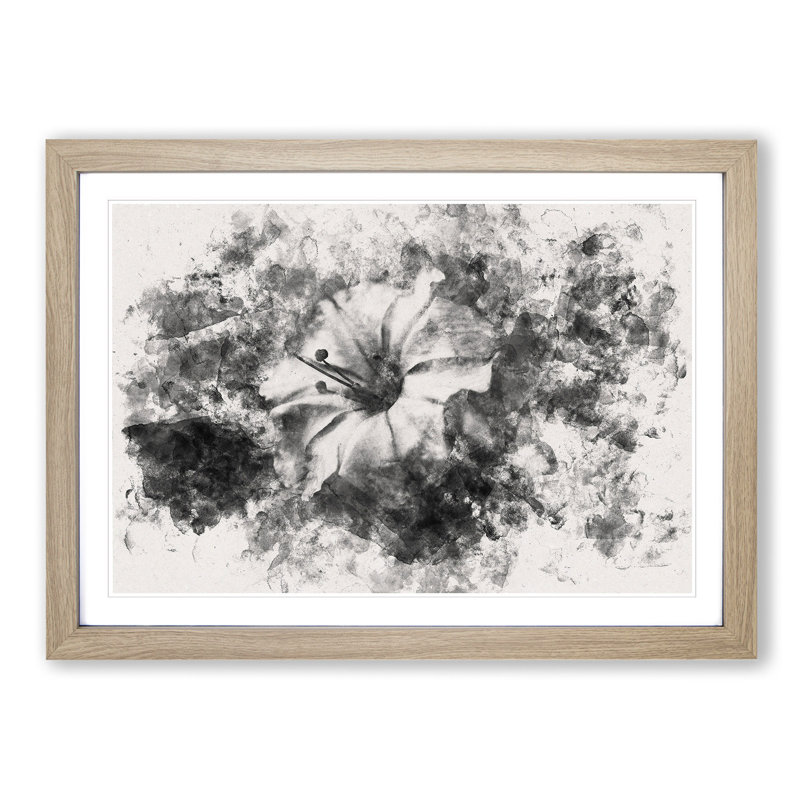 Geranium Flower - Picture Frame Painting Print, 36cm H x 48cm W x 2cm D, Oak Framed