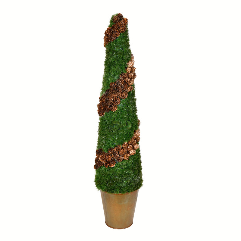 Artificial Cone Shape Cedar Tree Pinecone Accents, 30" H x 7" W x 7" D