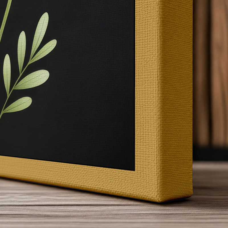 Daisy in Gold Botanical - Wrapped Canvas, 24x16 - 61.0 x 40.6 cm, Ochre Border