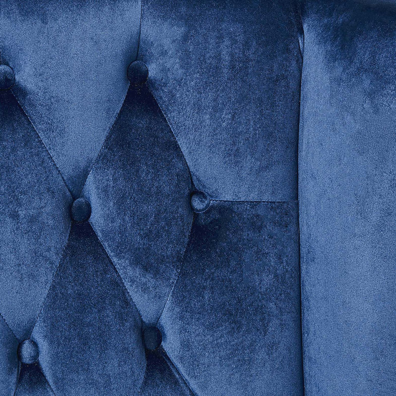 Fauteuil club en velours à haut dossier, fauteuil à oreilles rembourré, bleu marine, Marine