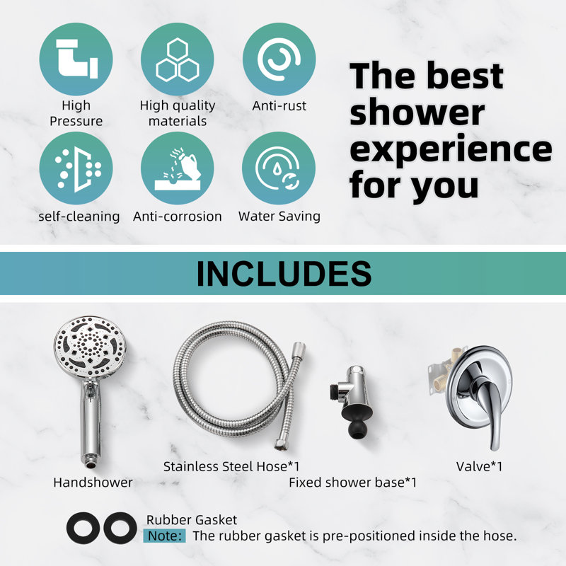 Removable 7-Spray Shower Head with Rough in-Valve, Chrome