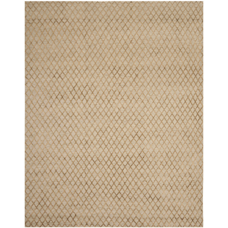 Tibetan Hand-Knotted Wool Beige Area Rug, Rectangle 6' x 9'