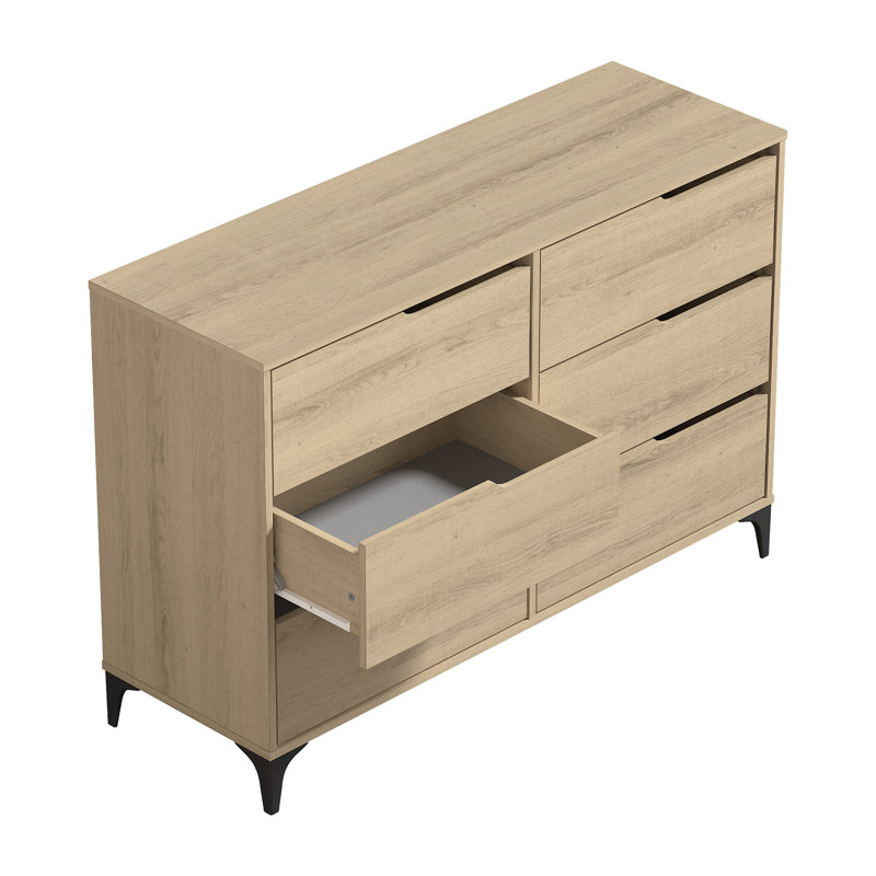 Commode double 6 tiroirs l 46,5 po Norcross, Chêne d'Oslo