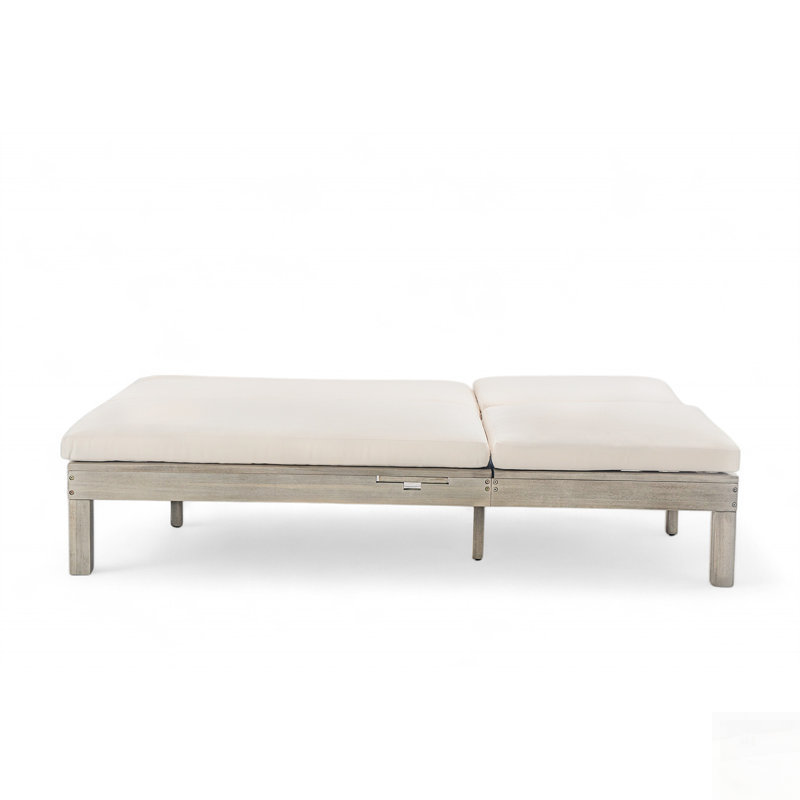 Double méridienne réglable à 5 positions pour l'extérieur, avec coussin et plateaux latéraux rabattables pour 2, pour patio