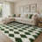 Modern Green/White Checkered Machine-Washable Shag Area Rug-376080385-376080390