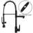 Kitchen Sink Faucet With LED Pull Down Sprayer, Commercial Single Handle High Arc Kitchen Faucet, Spring Sink Faucets With Deck Plate, Dual Spouts, Stainless Steel
