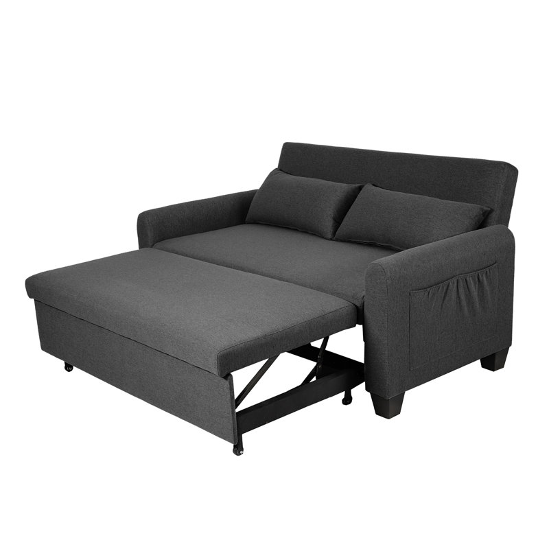 Extra-Large 61-Inch 2-In-1 Fabric Sofa Bed, Double Sofa With Storage Bag, Reinforced Iron Frame, Adjustable Backrest And Cushions, Suitable For Bedrooms, Living Rooms And Outdoor Areas.