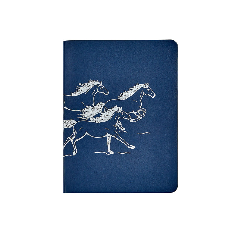 Running Horses Leather Journal, Blue