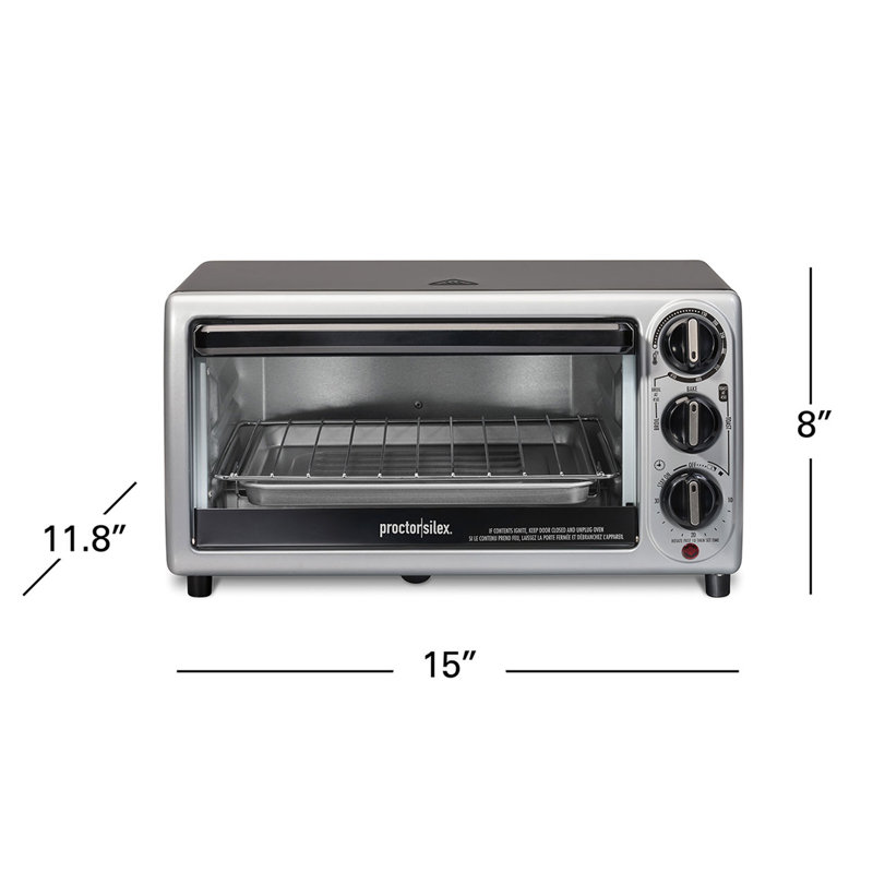 Proctor Silex Black and Silver 4-Slice Toaster Oven Broiler