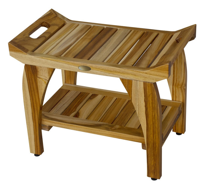 Banc de douche en teck de 14 po Kaufman, Brun naturel, H 20 po x l 24 po x P 14 po