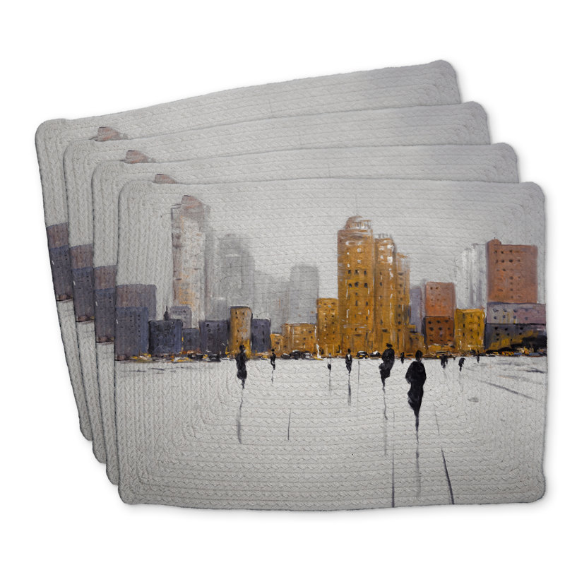 Ensemble de 4 napperons en polyester tressé City on the Horizon