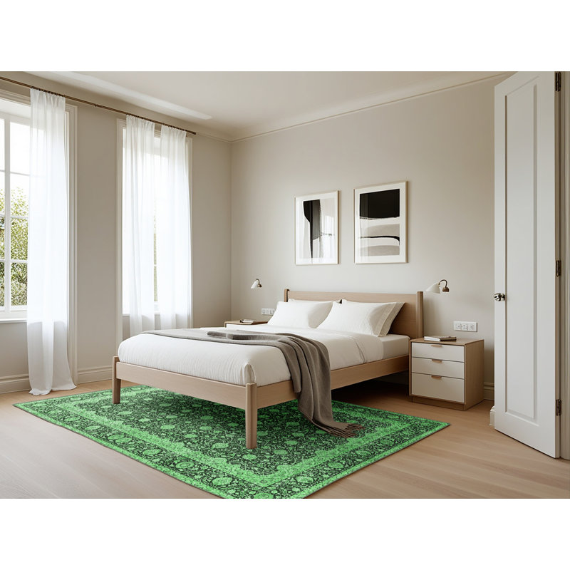Maesynn Washable Oriental Indoor Rug, Rectangle 5' x 7'