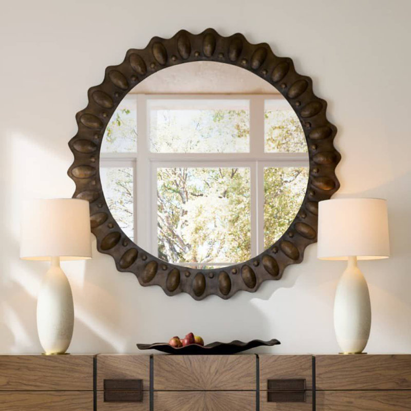Greenly Round Iron Mirror