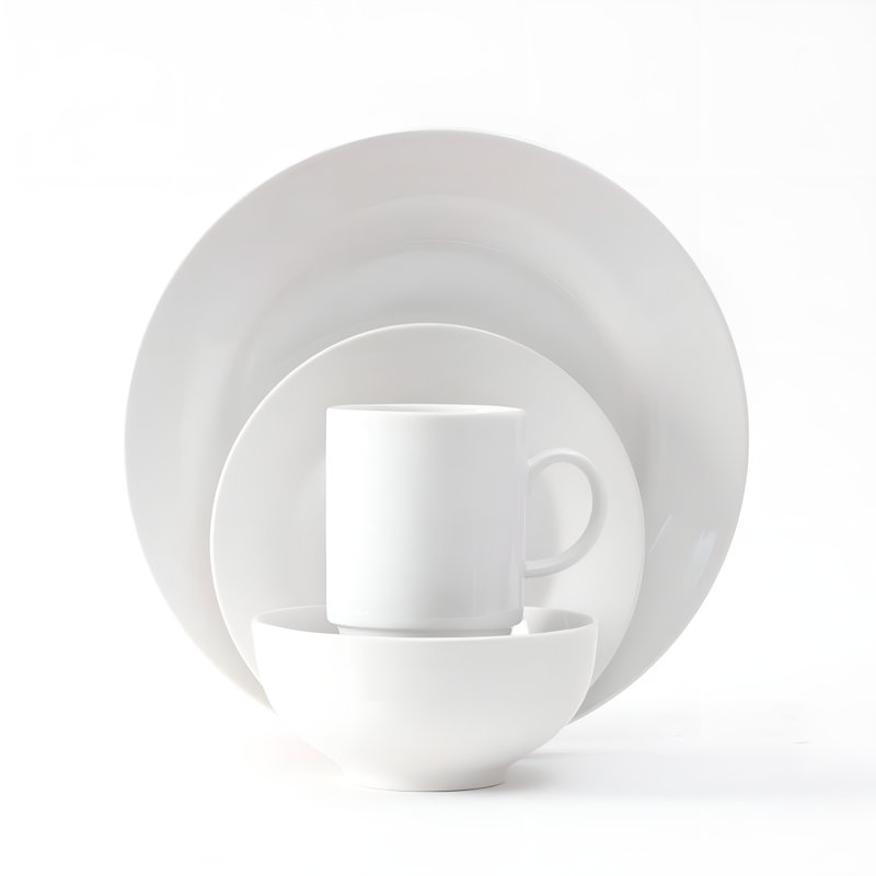 Assiette plate en porcelaine de 10,5 po Utopia - Blanc, rebord large