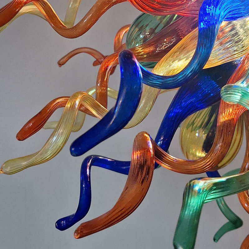Semi-recessed Ceiling Light Fixture, Hand Blown Coloured Glass Chandeliers With Bulbs