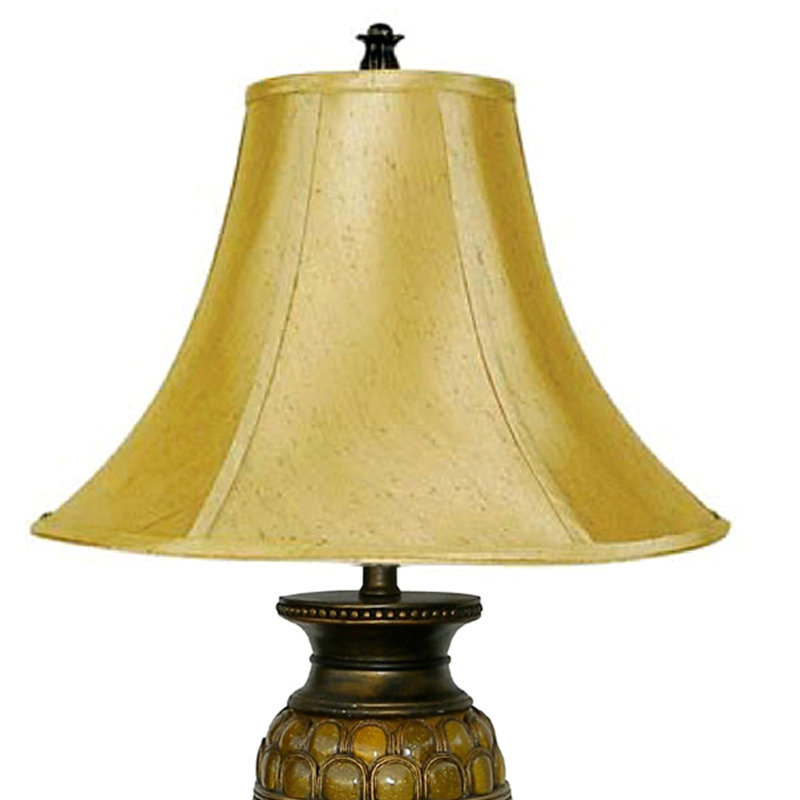 Lampe de table haute en polyrésine 31 po avec finition miel et abat-jour en lin doré