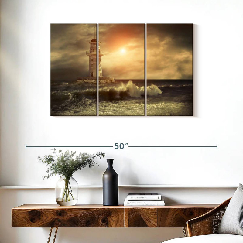 Lighthouse sunset storm Aletra, H 24 po x l 38 po