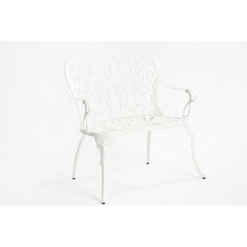 Mobilier d'extérieur en fonte d'aluminium avec banc floral, Blanc