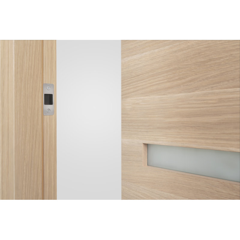 Porte intérieure moderne pré-suspendue en chêne blanc préfini Urban Vetro, L 30 po x H 80 po, À droite