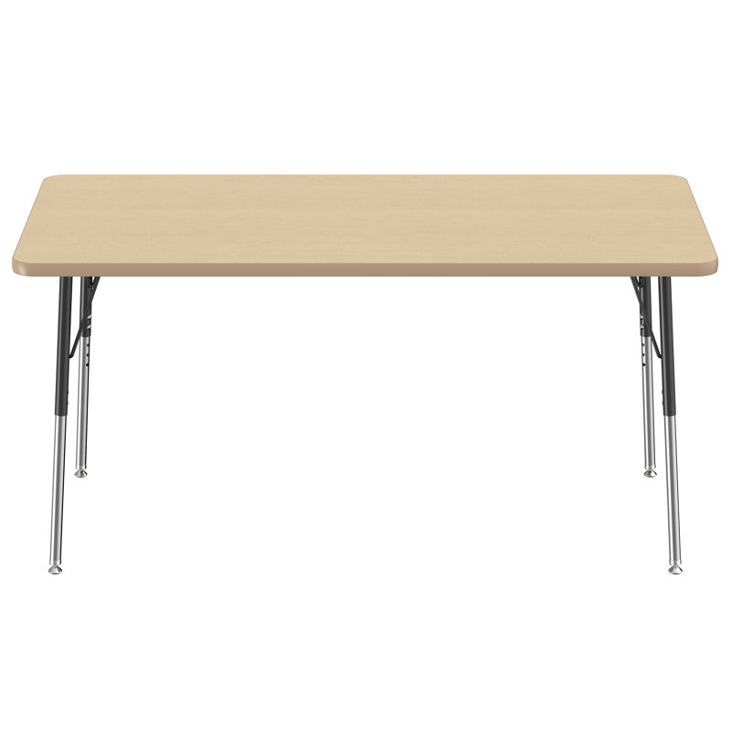 Table rectangulaire d'activité rectangulaire avec pieds réglables, Érable / Érable, 30" x 60", Roulement pivotant standard
