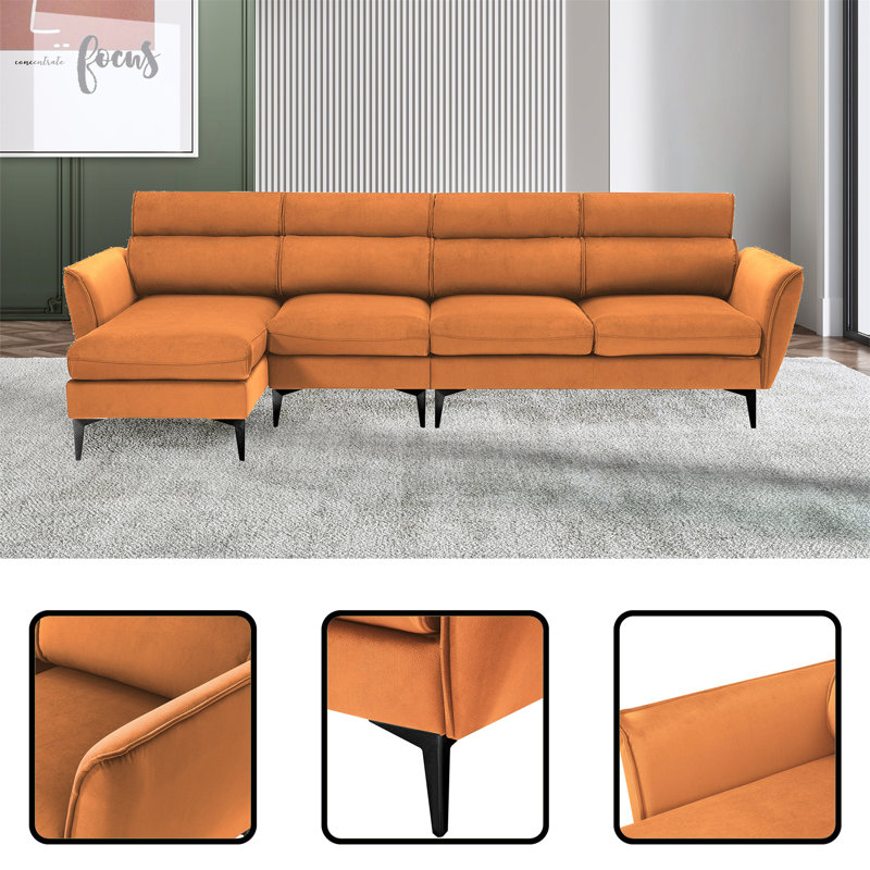 Canapé et chaise longue réversible Behka, 100 % polyester orange, Noir