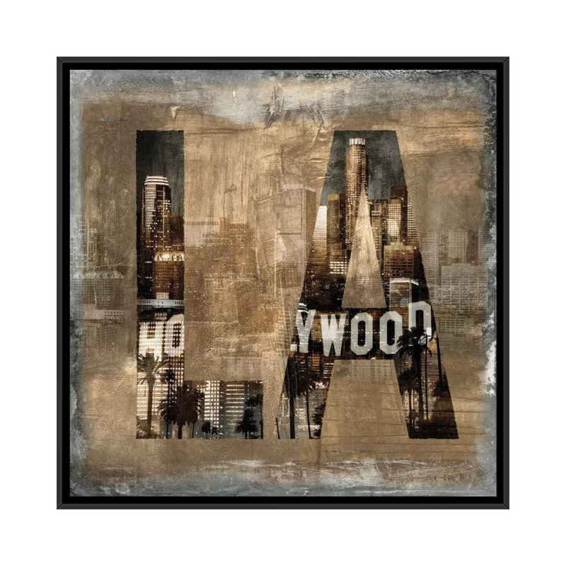 «LA Reveal», reproduction d'impression sur toile, H 18 po x l 18 po x P 1,5 po, Toile avec cadre noir, Pas de tapis