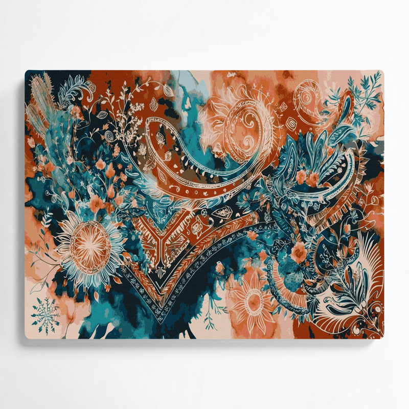Southwestern Cowboy Paisley Bandana 76, art mural en métal brun, H 20 po x l 24 po x P 0,05 po