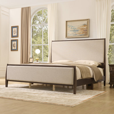 Solid Pine Bed with Upholstered Headboard and Footboard