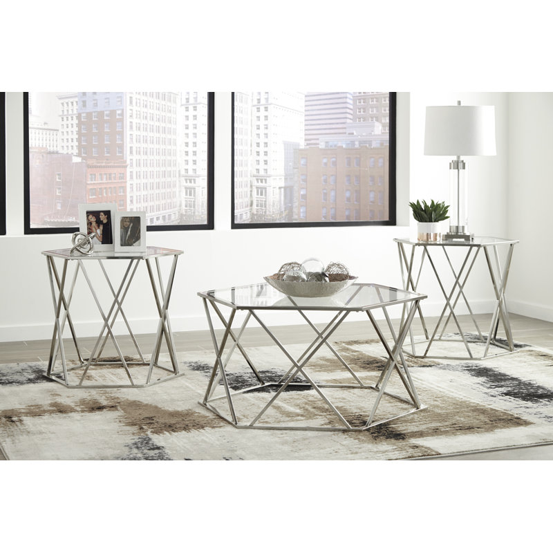Howard 3 - Piece Glass Top Living Room Table Set