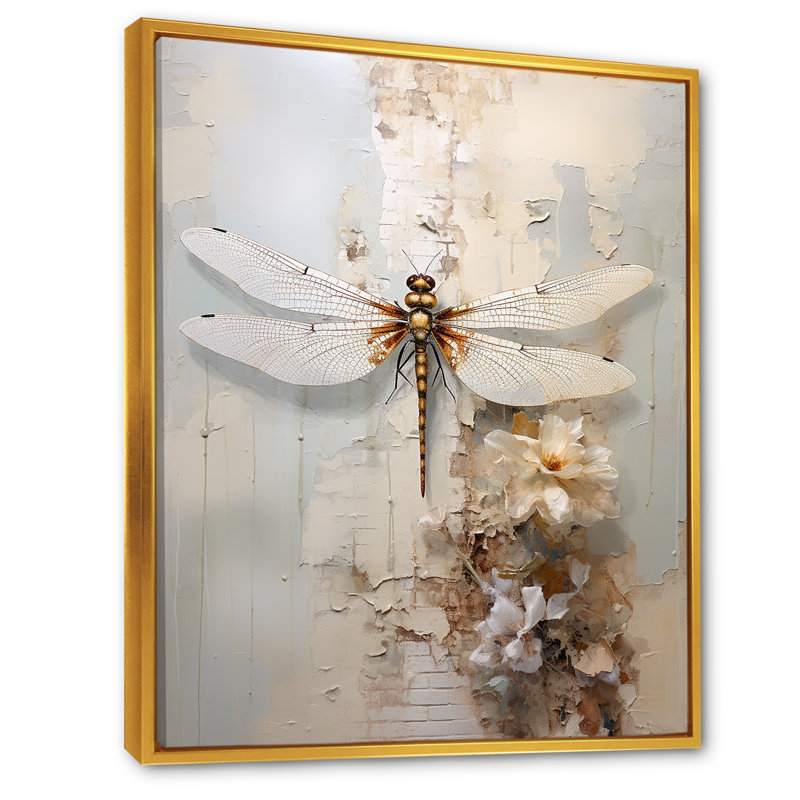 Dragonfly Delight I - impression, Cadre flottant doré, H 44 po x l 34 po x P 1,5 po