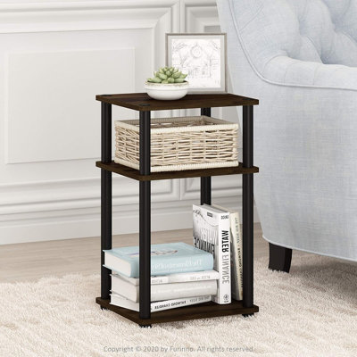 Table d'appoint à 3 niveaux avec tablettes ouvertes - Table de bout sans assemblage pour le salon, la chambre à coucher ou la salle de bain, finition noyer Columbia