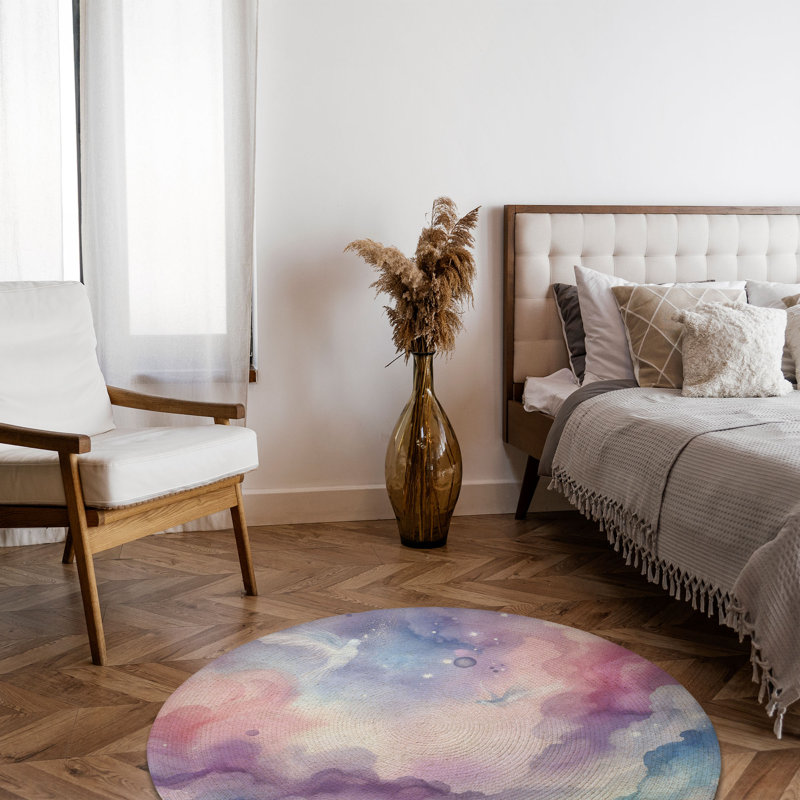 Tapis tressé Ethereal Waves, Rond 5 pi