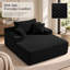 Chaise longue d'intérieur surdimensionnée avec 3 coussins, fauteuil en velours côtelé noir de 143 cm pour salon