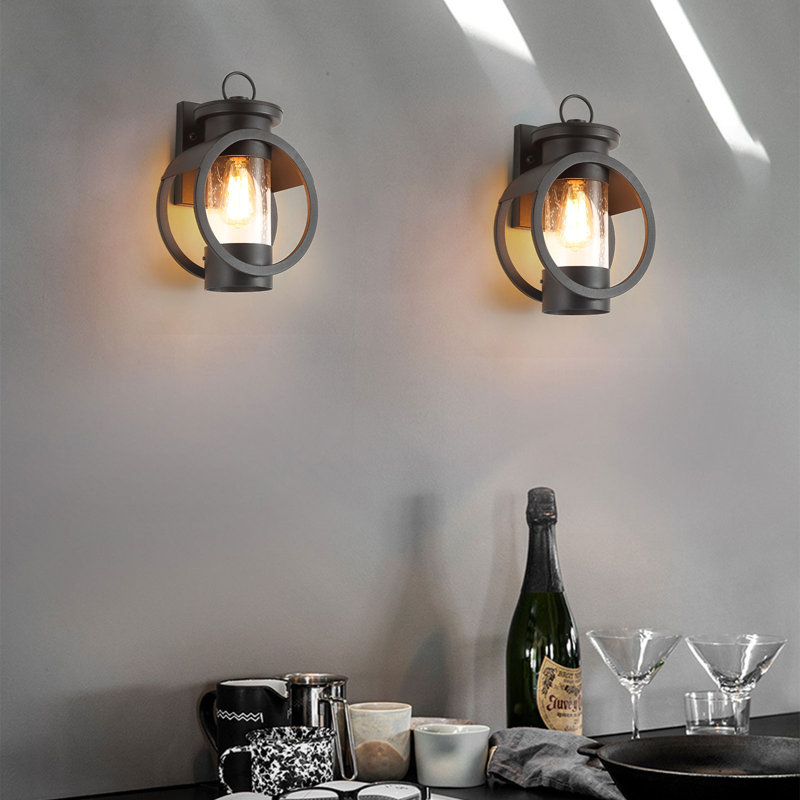 Applique murale d'extérieur avec abat-jour en verre