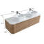 Meuble-lavabo de 60 po avec lavabo, armoire murale avec porte-serviettes gratuit, conception de deux lavabos en céramique rayés ovales blancs, sans drain et robinet, pré-assemblé